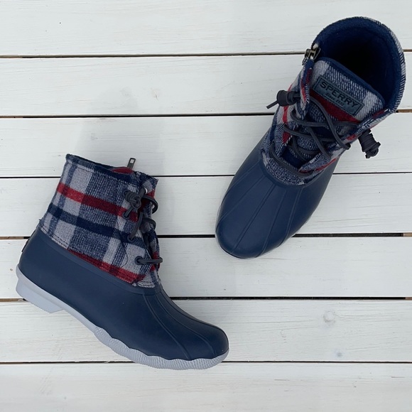 red plaid sperry duck boots
